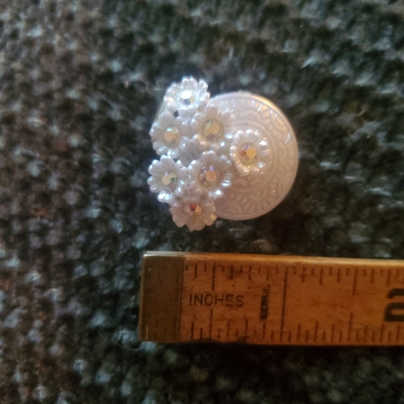 Vintage Costume Jewelry Lot 7 Pieces Rhinestone Faux Pearl Brooch Clip On... - Picture 5 of 16